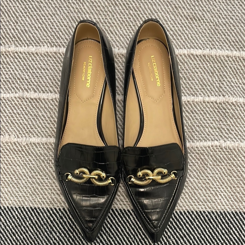 Liz Claiborne Black Croc-Embossed Essex Loafers